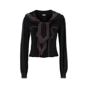 BODE Embroidered Sailor Collar Shirt Women BLACK Shirts